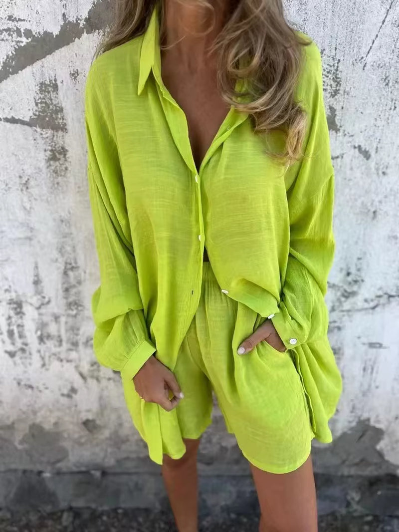 LuxeLoom™ Cotton Linen Two-Piece Set – Effortless Style for Spring & Summer