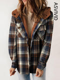 Plaid Hooded Casual Outerwear